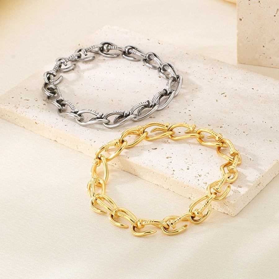 Vintage Style Geometric 304 Stainless Steel 18K Gold Plated Bracelets In Bulk