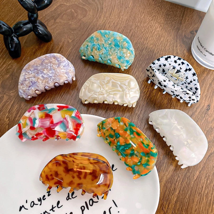 cute color block acetic acid sheets printing hair claws