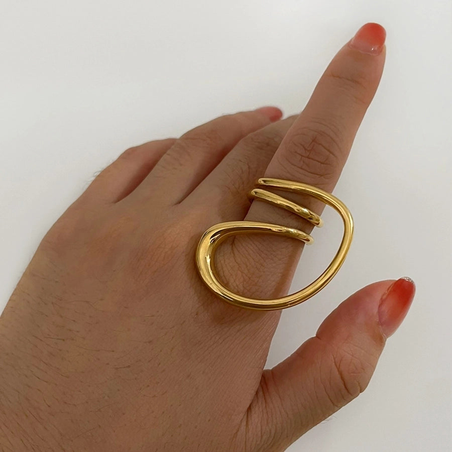 Jewelry Retro French Style IG Style Geometric 316L Stainless Steel  18K Gold Plated Irregular Open Rings