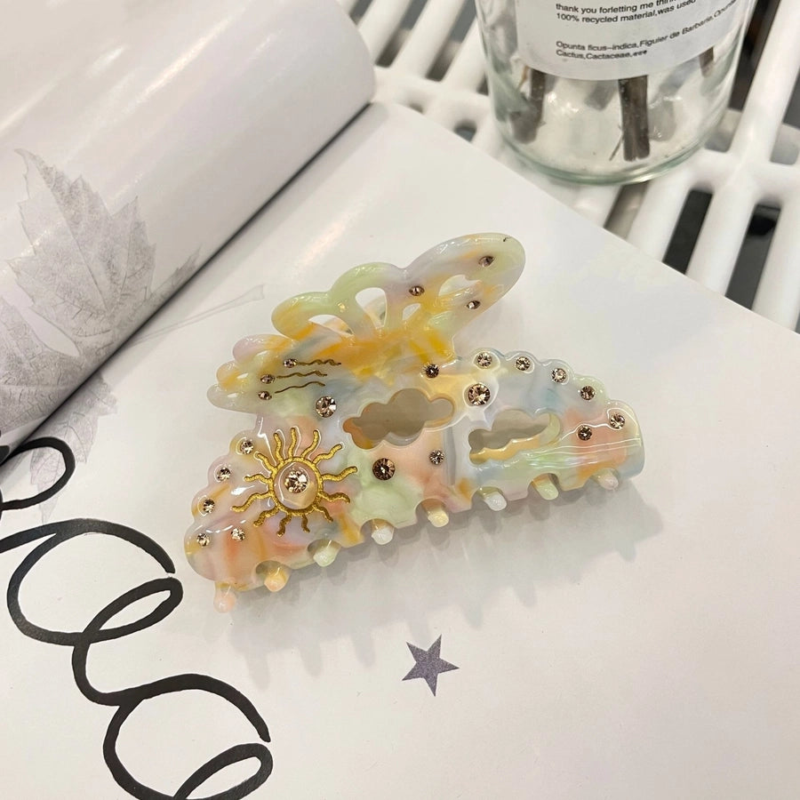 Women's Sweet Butterfly Acetic acid sheets Inlay Rhinestones Hair Claws