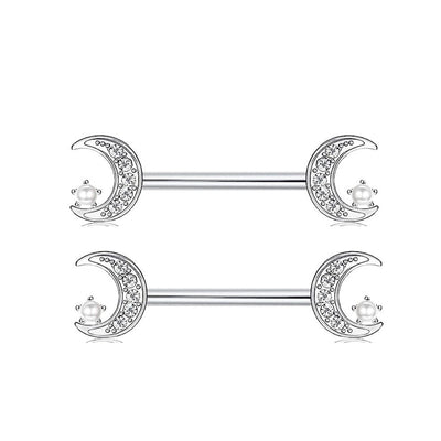 1 Pair Nipple Rings & Studs Hip-Hop Shiny Heart Shape Flower Butterfly 316L Stainless Steel  Copper Inlay Zircon Nipple Rings & Studs