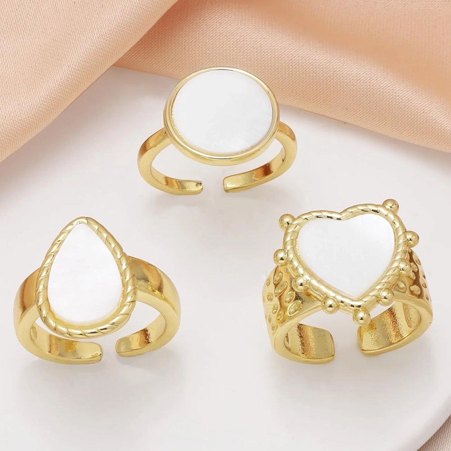 Copper 18K Gold Plated Plating Heart Shape Open Rings