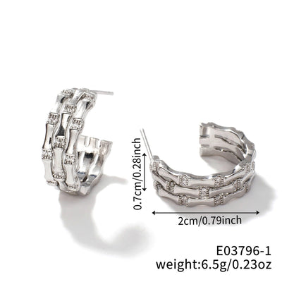 1 Pair Elegant Lady Shiny Geometric Inlay Copper Zircon K Gold Plated Rhodium Plated Earrings