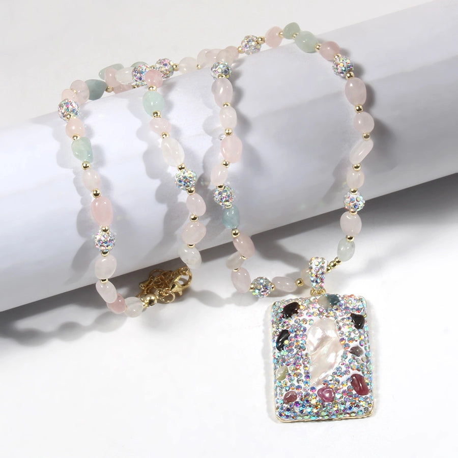 Vintage Style Classic Style Geometric natural stone Beaded Chain Pendant Necklace In Bulk