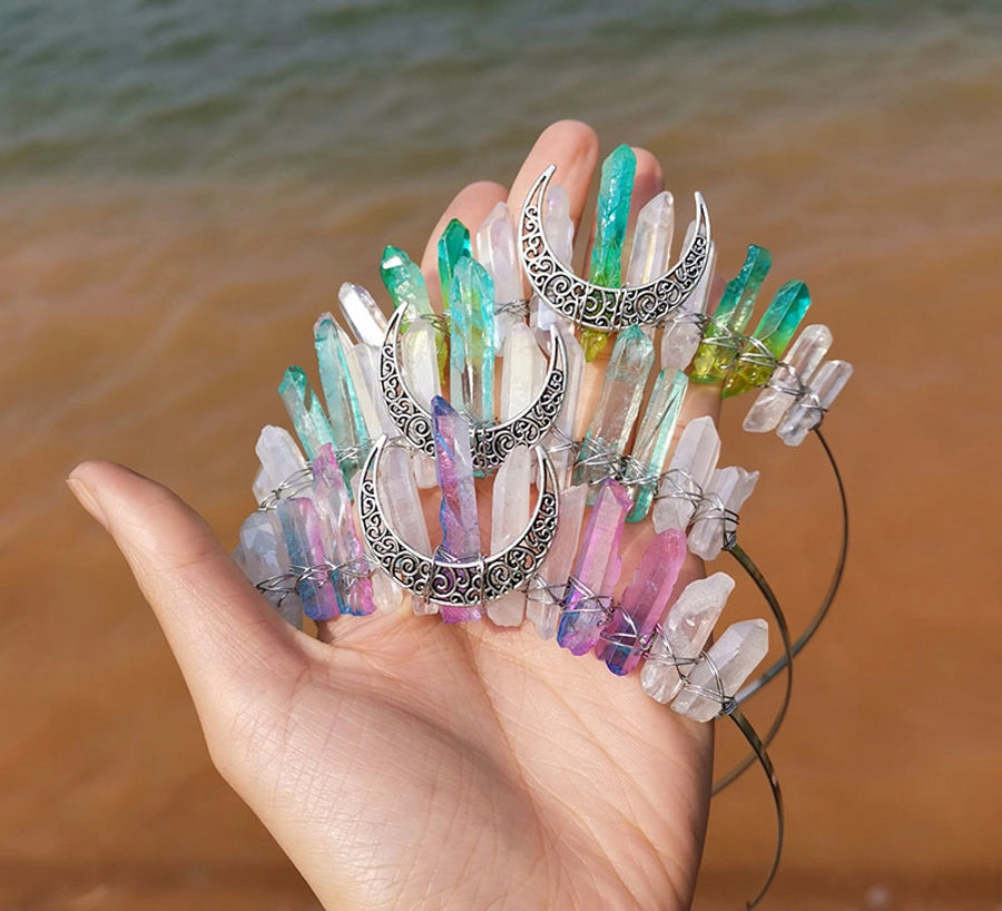 retro geometric moon crystal hair band 1 piece