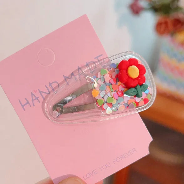 kid's cute cartoon fruit alloy rubber sequins hair clip