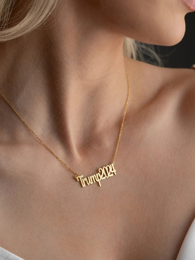 Jewelry Retro Funny Novelty Donald Trump Letter 316 Stainless Steel  Pendant Necklace
