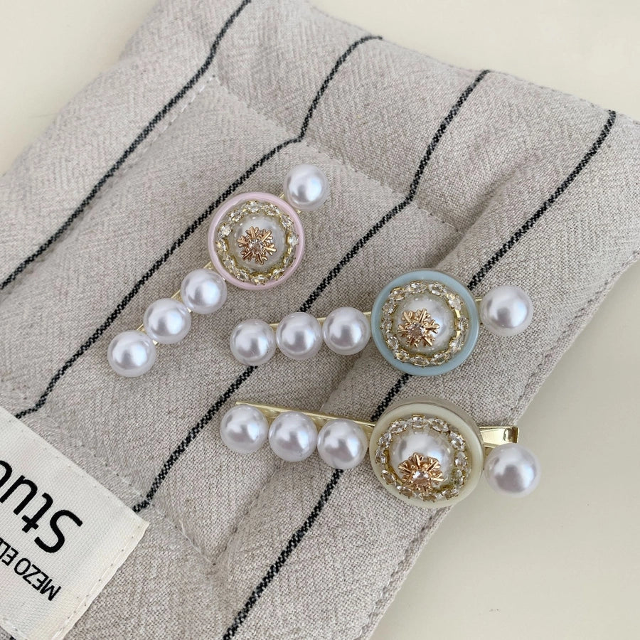 Women's Elegant Simple Style Streetwear Floral Iron Inlay Artificial Pearls Hair Clip