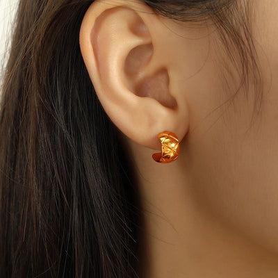 1 Pair IG Style Elegant Commute C Shape Argyle Polishing Plating 304 Stainless Steel 18K Gold Plated Ear Studs