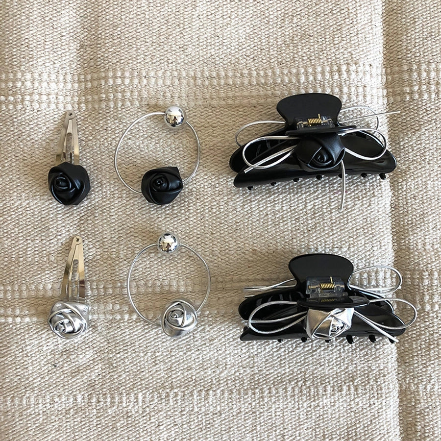 Women's Sweet Flower Pu Leather Hair Clip Hair Tie