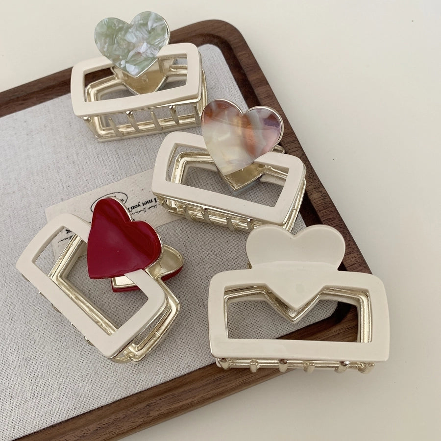 Women's Simple Style Classic Style Heart Shape Acetic acid sheets Hair Claws