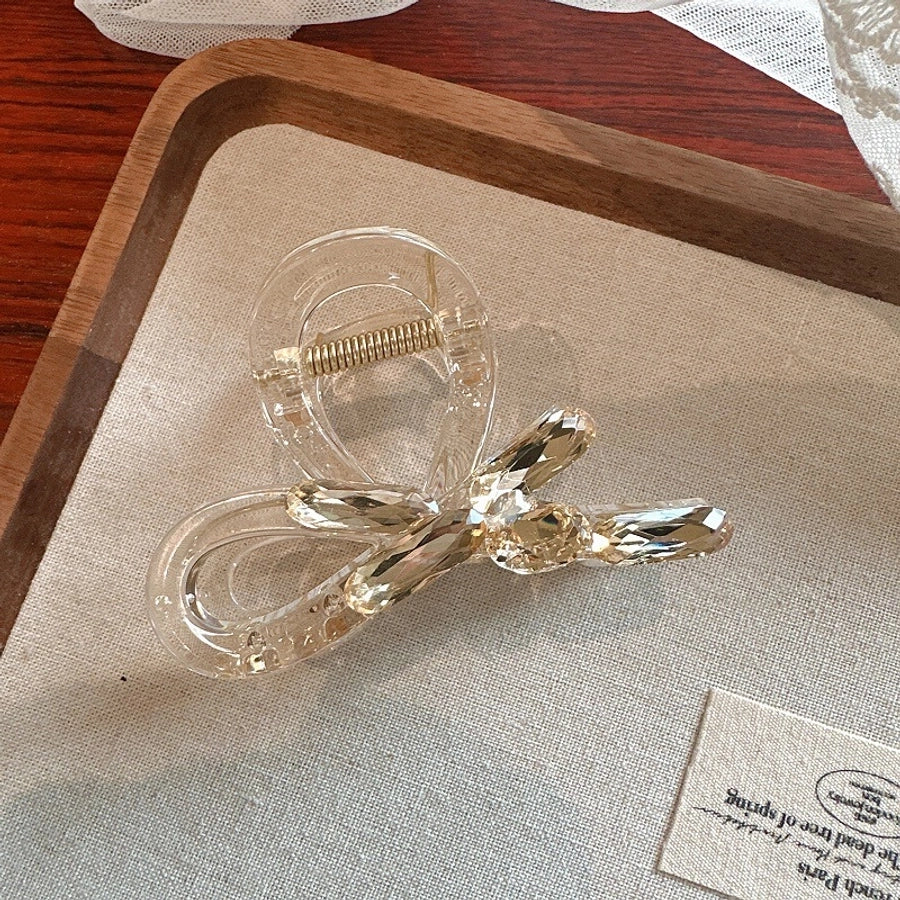 Women's Sweet Simple Style Bow Knot Rhinestone Hair Claws