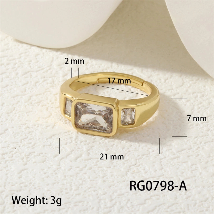 Jewelry Vintage Style Classic Style Geometric Lines Copper Zircon Open Rings