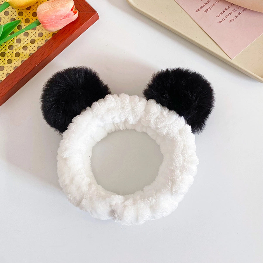 cute geometric flannel pom poms hair band