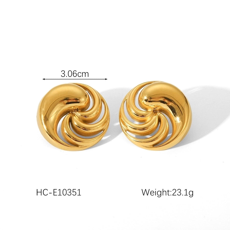 1 Pair IG Style Classic Style Thread 304 Stainless Steel Titanium Steel 18K Gold Plated Ear Studs