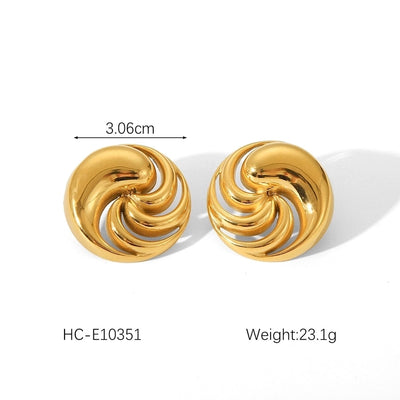 1 Pair IG Style Classic Style Thread 304 Stainless Steel Titanium Steel 18K Gold Plated Ear Studs