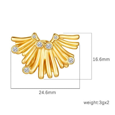 1 Pair IG Style Irregular Solid Color Lines Plating Inlay 304 Stainless Steel Rhinestones 18K Gold Plated Ear Studs