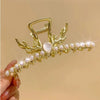 fashion flower metal plating artificial rhinestones hair claws 1 piece