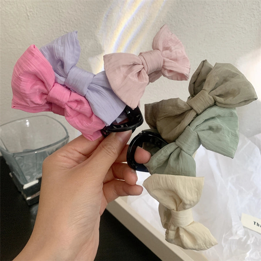 Women's Korean Style Bow Knot Plastic Cloth Hair Claws