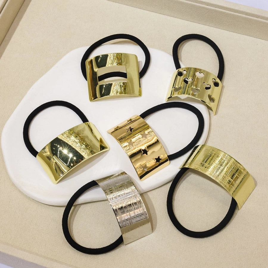 Women's Simple Style Star Heart Shape Solid Color Alloy Plating Hollow Out Hair Tie