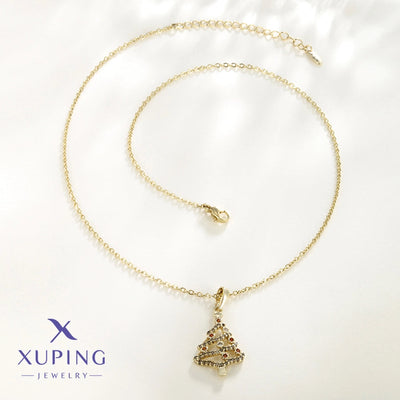 Copper 18K Gold Plated Christmas Tree Pendant Necklace