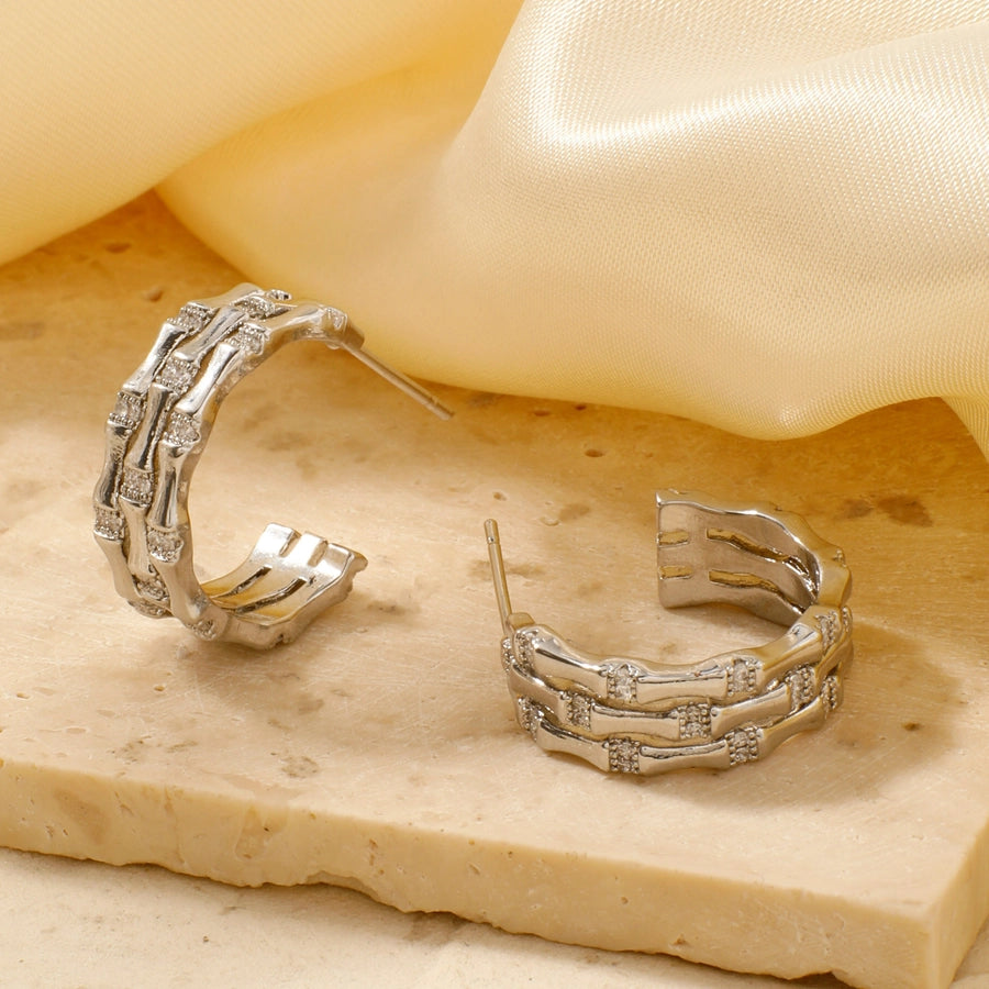 1 Pair Elegant Lady Shiny Geometric Inlay Copper Zircon K Gold Plated Rhodium Plated Earrings