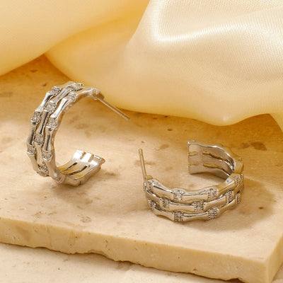 1 Pair Elegant Lady Shiny Geometric Inlay Copper Zircon K Gold Plated Rhodium Plated Earrings