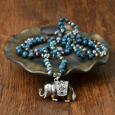 Casual Simple Style Streetwear Elephant Alloy natural stone Pendant Necklace In Bulk