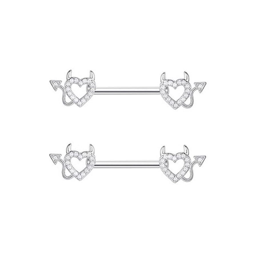 1 Pair Nipple Rings & Studs Hip-Hop Shiny Heart Shape Flower Butterfly 316L Stainless Steel  Copper Inlay Zircon Nipple Rings & Studs