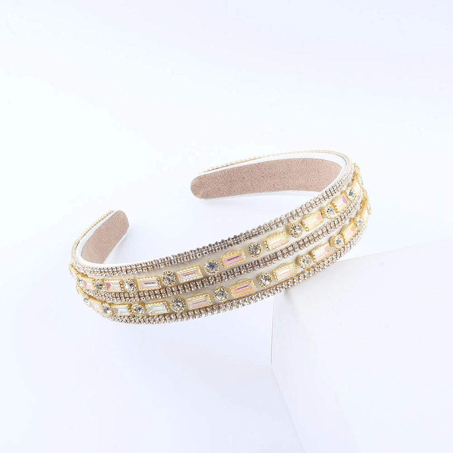 Women's Simple Style Classic Style Color Block Plastic Inlay Zircon Hair Band