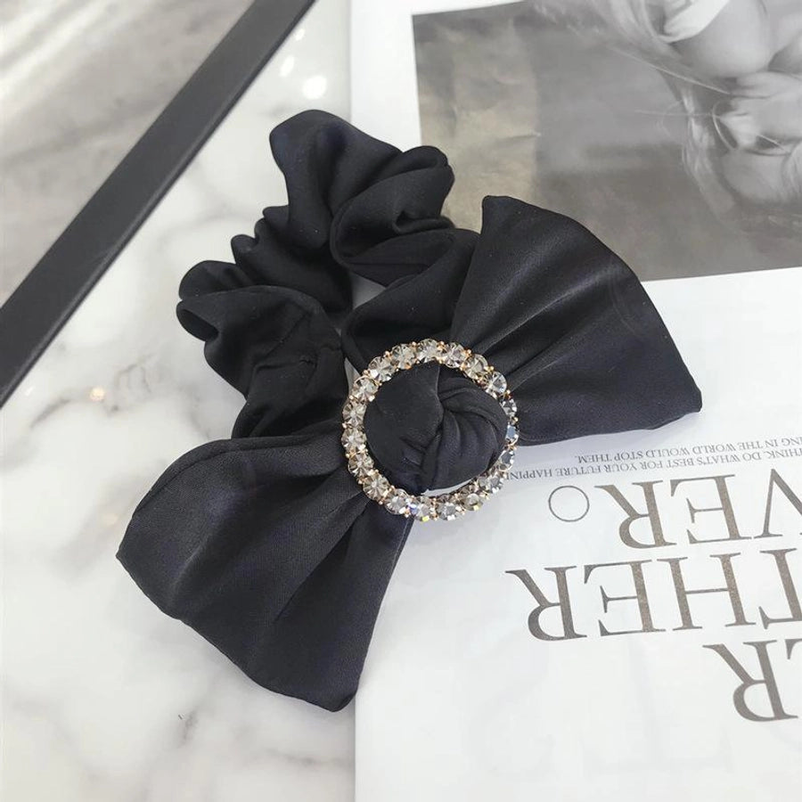 hair accessories korean simple high-end large bow diamond-studded high elastic hair rope hair band rubber band