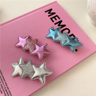 elegant lady pentagram pu leather hair clip