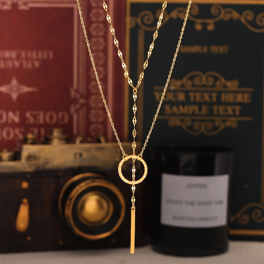 Jewelry Exaggerated Vacation Simple Style Circle Titanium Steel Pendant Necklace Necklace