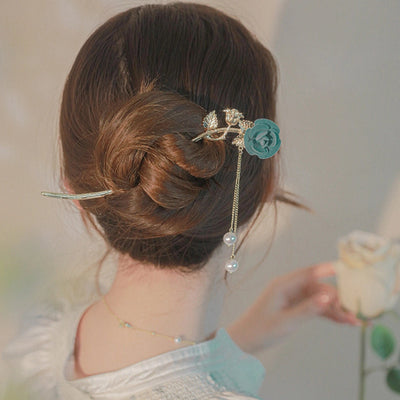 elegant simple style tassel flower alloy plating flowers beads hairpin