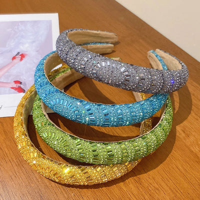 retro lady solid color rhinestone hair band