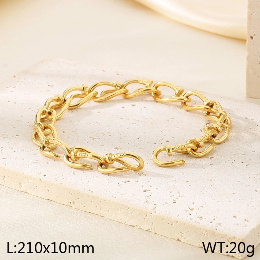 Vintage Style Geometric 304 Stainless Steel 18K Gold Plated Bracelets In Bulk