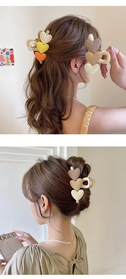 Online celebrity Korean style gradient love back head temperament female hairpin summer simple sweet  shark clip grip