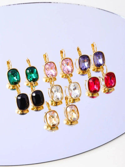 1 Pair IG Style Geometric 304 Stainless Steel Zircon 18K Gold Plated Earrings