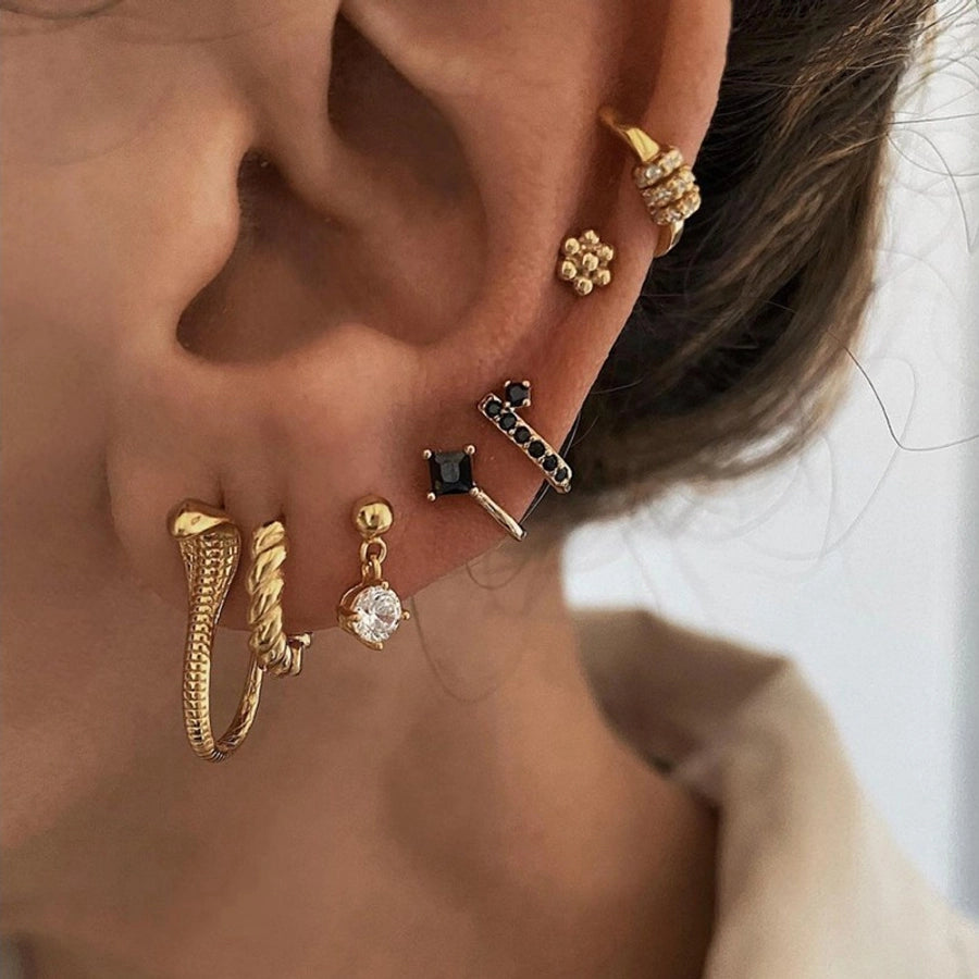 1 Pair Casual Cute Geometric Copper Zircon 24K Gold Plated Drop Earrings