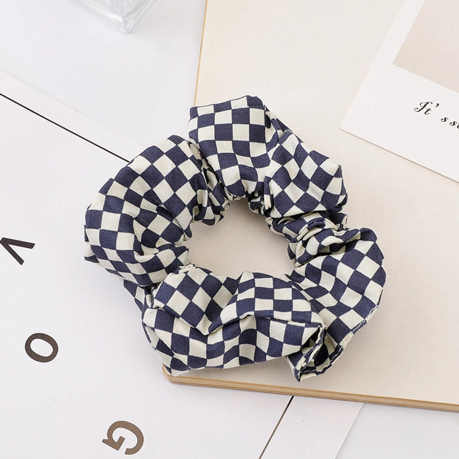 women's sweet simple style plaid cloth hair tie