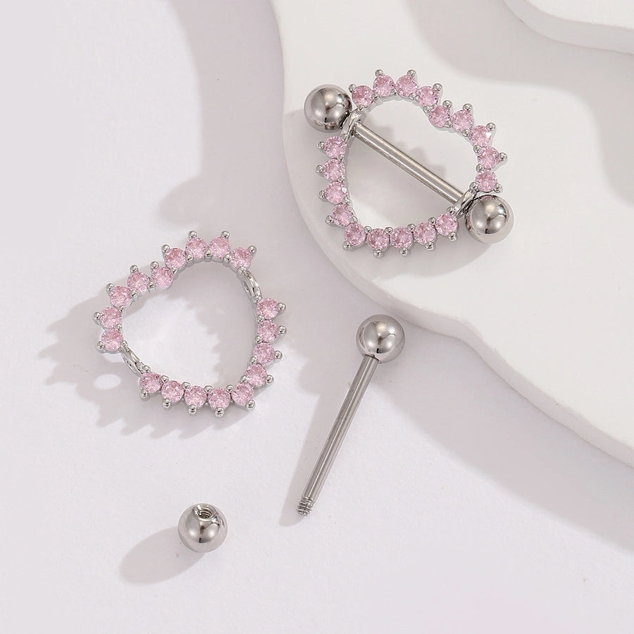 1 Pair Ear Cartilage Rings & Studs Modern Style Shiny Heart Shape 304 Stainless Steel Inlay Zircon Ear Cartilage Rings & Studs