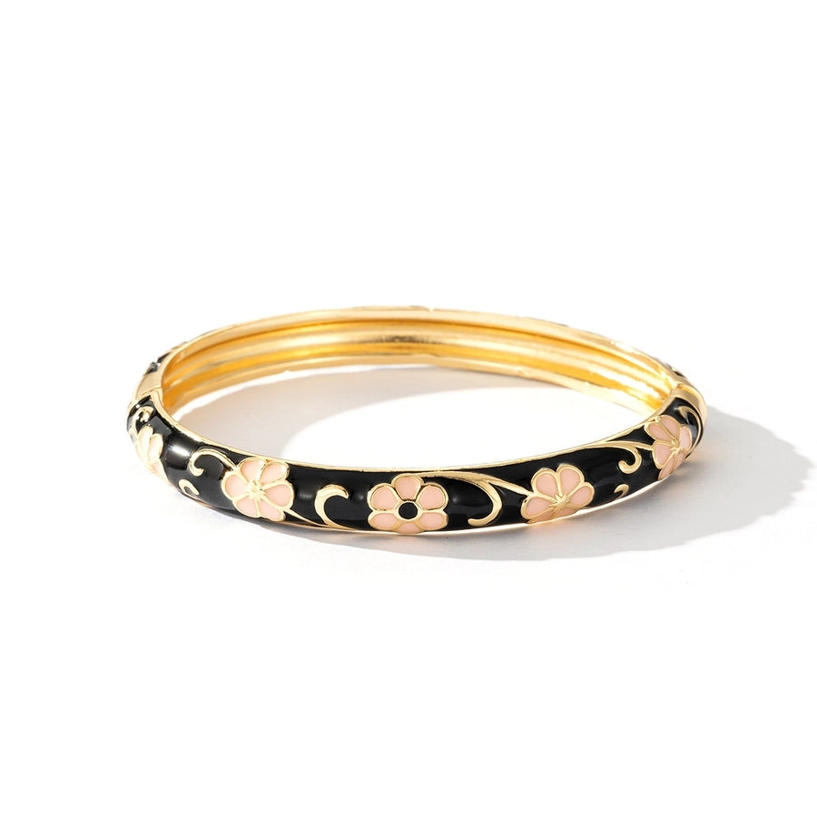 Jewelry Retro Flower Copper Bangle