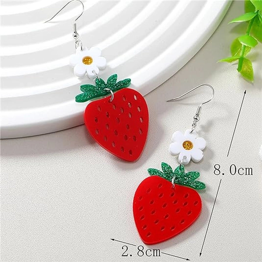 Fashionable simple  fresh sweet cute fruit strawberry earrings ear hook eardrops earrings for women