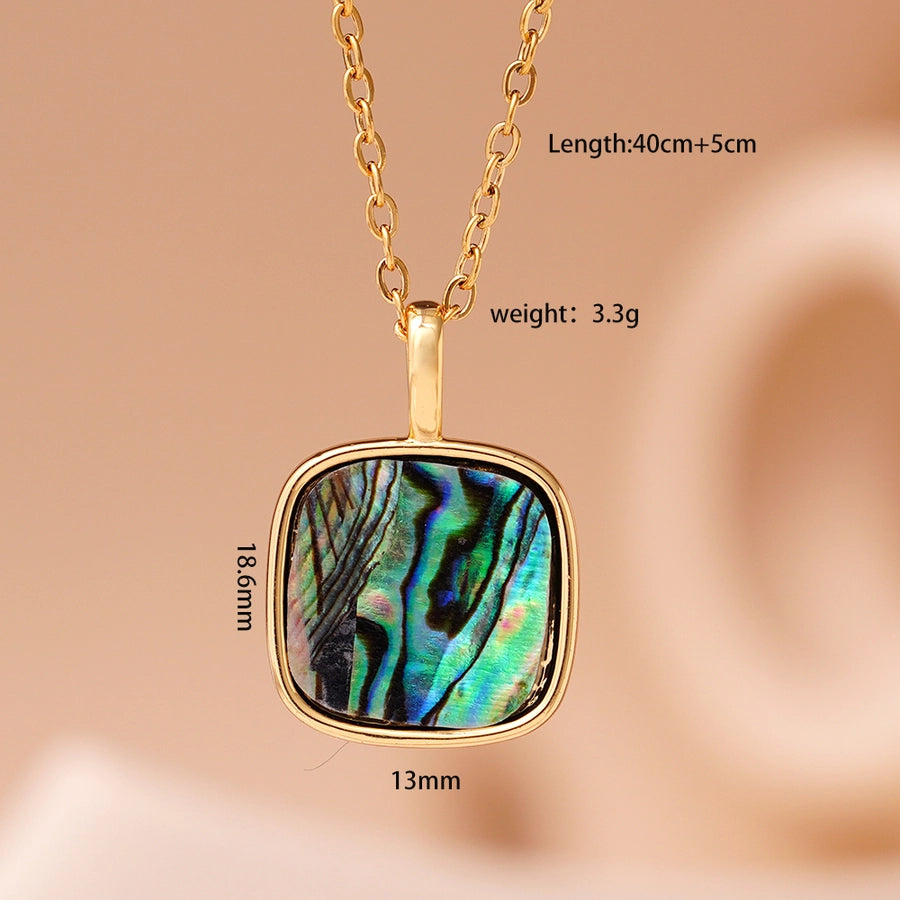 Jewelry Simple Style Geometric 304 Stainless Steel Copper Shell Inlay Pendant Necklace