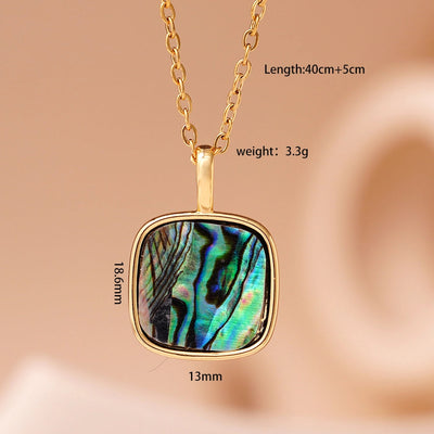 Jewelry Simple Style Geometric 304 Stainless Steel Copper Shell Inlay Pendant Necklace