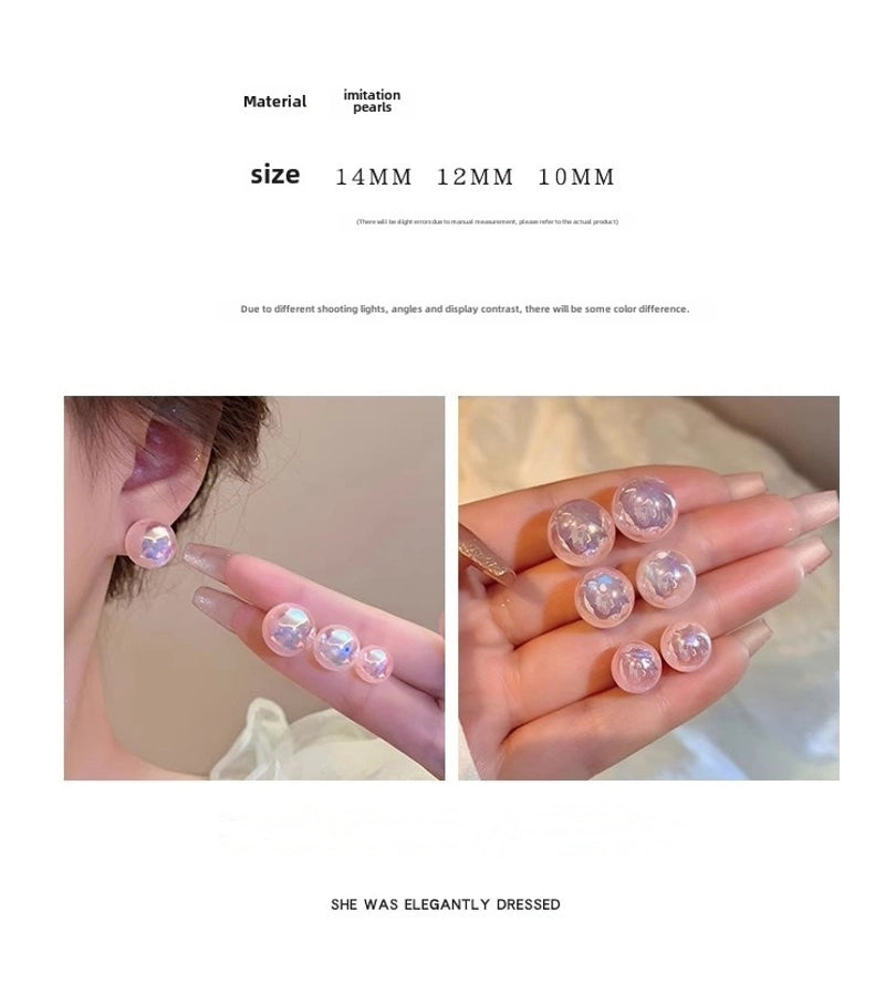 Pink Mermaid Ji Pearl Earrings  New Trendy Niche Design Sense Earrings Light Luxury Internet Celebrity Fashion Earrings