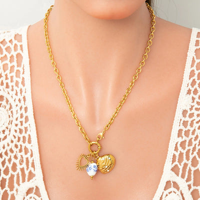 Jewelry Lady Heart Shape 304 Stainless Steel Plating Pendant Necklace