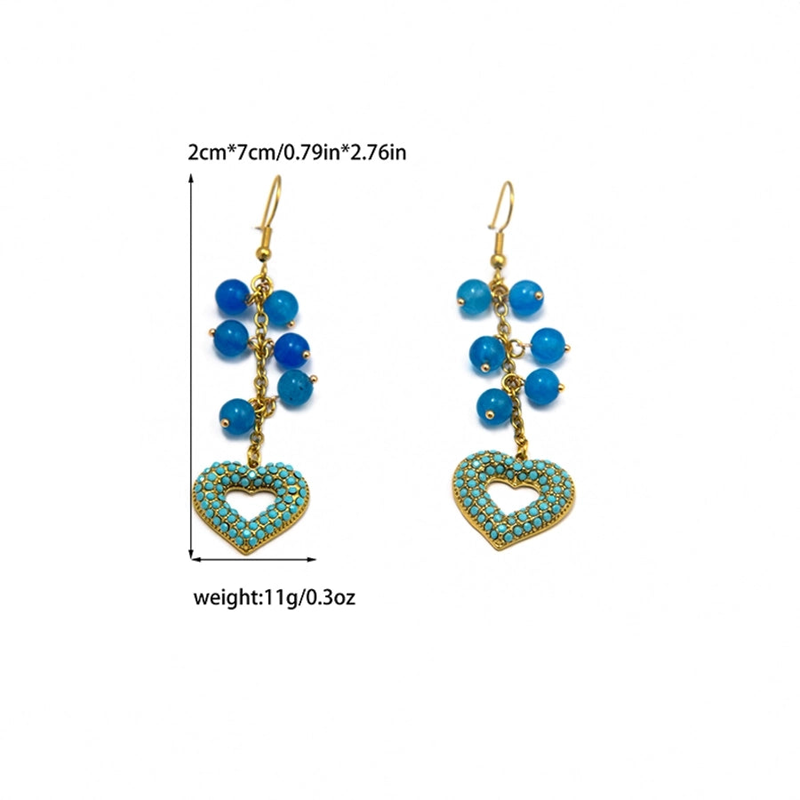 1 Pair Elegant Bohemian Simple Style Heart Shape Tassel Plating 304 Stainless Steel Zircon 14K Gold Plated Drop Earrings