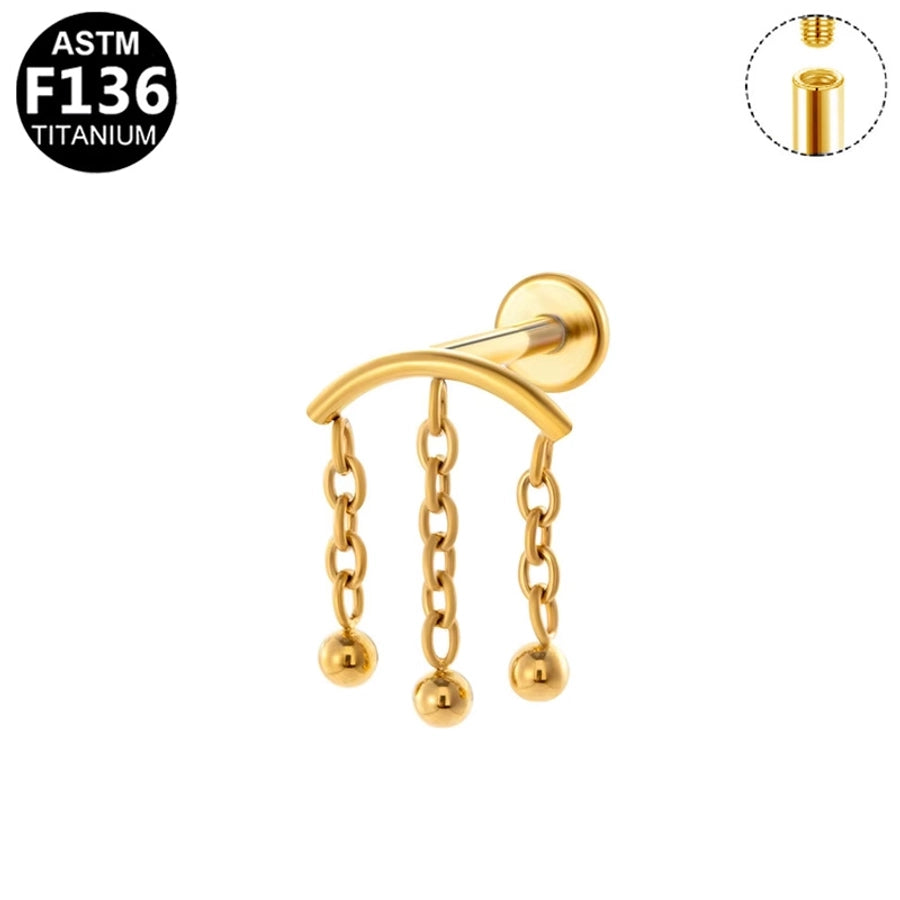 1 Piece Lip Rings Elegant Glam Ethnic Style Clouds Smile Face Wings 304 Stainless Steel Pure Titanium Titanium Alloy Tassel Zircon 14K Gold Plated White Gold Plated Lip Rings Ear Cartilage Rings & Studs