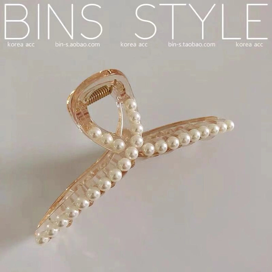 elegant geometric arylic imitation pearl hair claws 1 piece